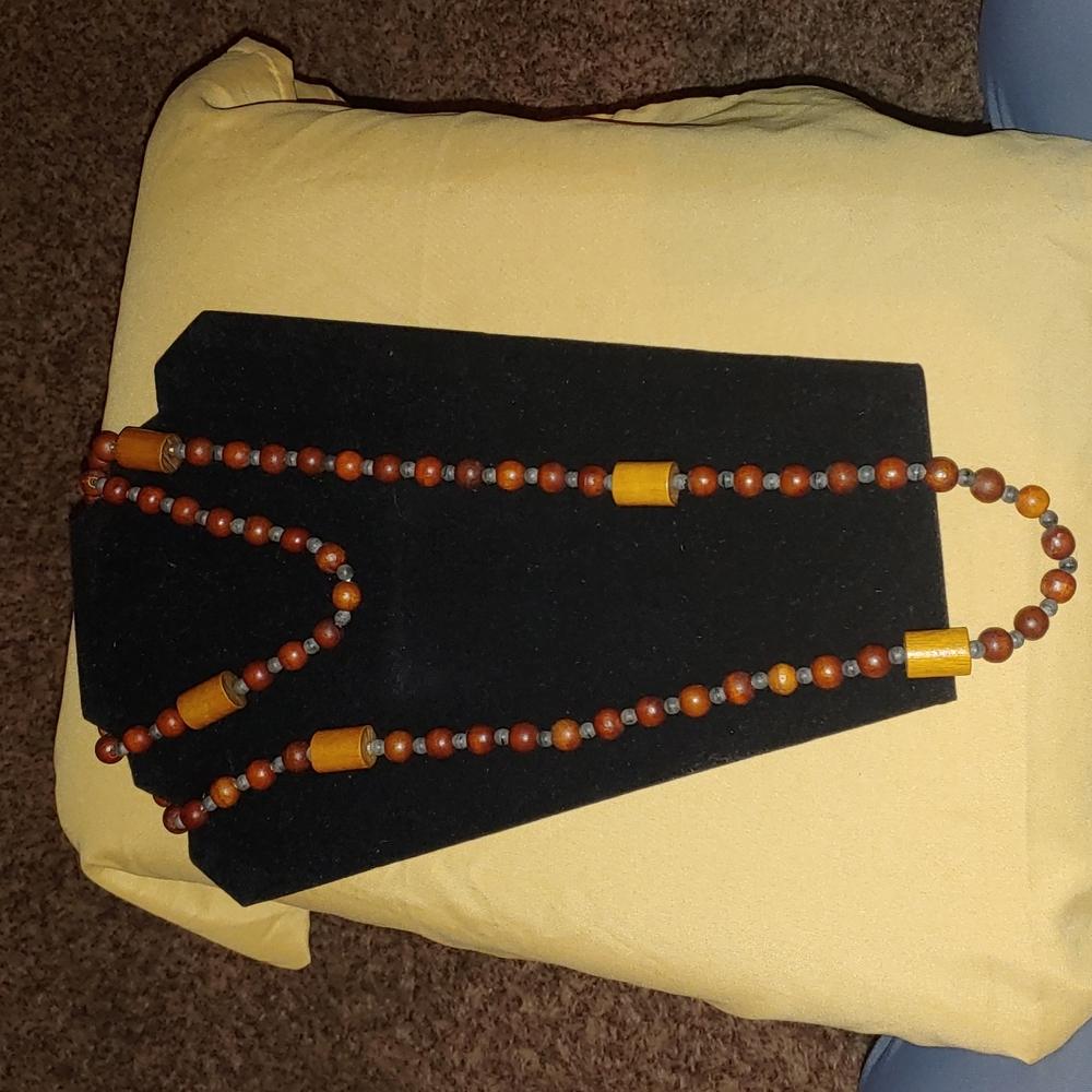 Vintage Boho wooden necklace
